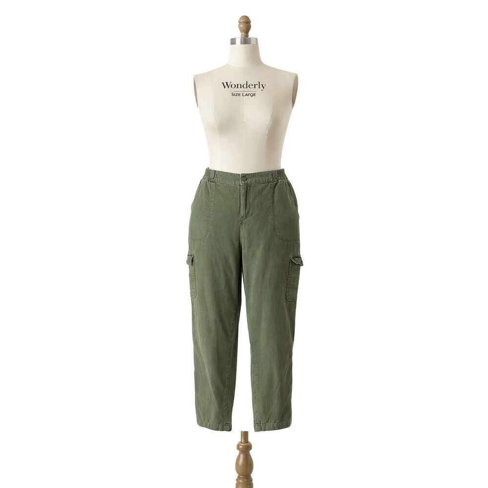 Wonderly Cargo Pants Size Large Olive Utility Chic Casual Streetwear Modern Boho